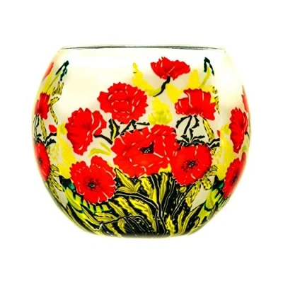 Image de benaya Veilleuse en verre pour bougie chauffe plat Classique Motif coquelicots