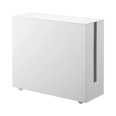 Image de Yamazaki 5403 TOWER Boîte à câble avec roulettes, blanc, acier, design minimaliste, 15 x 40 34,5 cm (LxPxH)