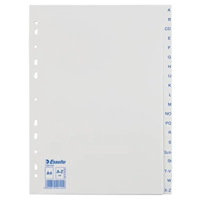 Image de Esselte Intercalaires A4 Touches A Z, Bleu &amp; Blanc, Onglets Renforcés en Plastique Résistant avec Table des Matières, 100144