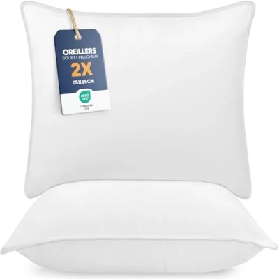 Image de Utopia Bedding Pillow (Lot de 2), 65 x cm, Oreiller Sommeil, Coussin Respirant et Doux (Blanc)
