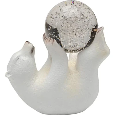 Image de Kare Figurine décorative Design d&#039;ours Polaire Disco Blanc Objet décoratif en Verre Peint à la Main Pièce Unique 26 x 23 13 cm (H l P)