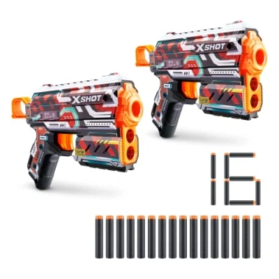 Image de X Shot Skins Flux Reckoning Lot de 2 (16 fléchettes), Blaster à Fléchettes en Mousse, Pistolet Jouet, Mousse Technologie Poche d&#039;air