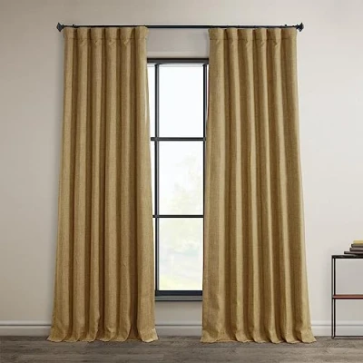 Image de HPD Half Price Drapes Rideaux occultants en Lin synthétique pour Chambre à Coucher et Salon (1 Panneau), 127 x 213,4 cm (l L), Caramel