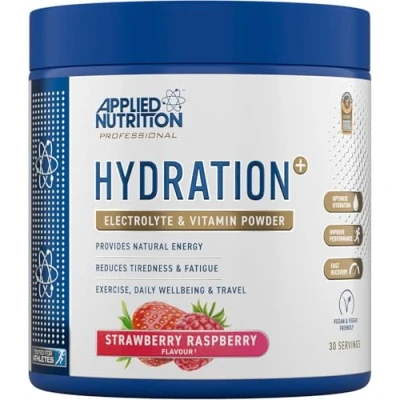 Image de Applied Nutrition Hydration+ Poudre d&#039;Électrolytes et de Vitamines, Boisson Isotonique, Hydratation, Énergie, Moins Fatigue, 240 g, 30 Portions (240g, Strawberry &amp; Raspberry)