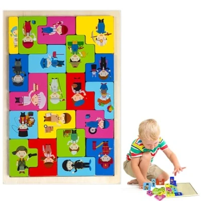 Image de Tangram Bois Puzzle,Tangram Enfant,Puzzle Tetris,2 en 1 Puzzle,Jouet Puzzle Bois,Puzzle Jouets Montessori de Plus 3 Ans,Jouets Educatifs Cadeaux pour Garçons Filles