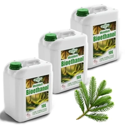 Image de bioéthanol 96,6 % 30 l Alcool bio Parfum forêt 3 x 10 pour cheminée, cheminée de table, au Combustion propre, sans fumée,