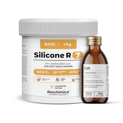 Image de Reschimica Silicone pour Moulage des moules très Souples R7, idéale élastiques et résistants, Compatible avec Les résines Autres matériaux, Facile a Utiliser (1 kg)