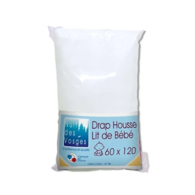 Image de Nuit des Vosges 2167856 Cotoval Drap Housse Bébé Uni Coton Blanc 60 x 120 cm