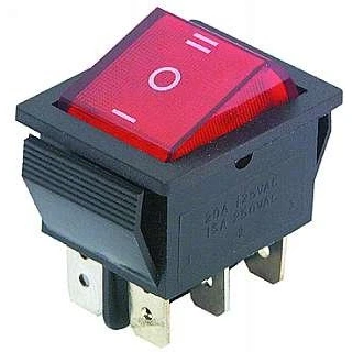 Image de Interrupteur à bascule 6 broches On/off/on Couleur : rouge lumineux 250 V 15 A