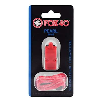 Image de ND Sports Sifflet de sécurité Unisexe Fox 40 Pearl avec dragonne Rouge Taille Unique