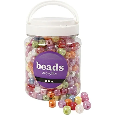 Image de Perles en plastique forme de dés. Couleurs nacrées différentes et grande ouverture. Réf 69701