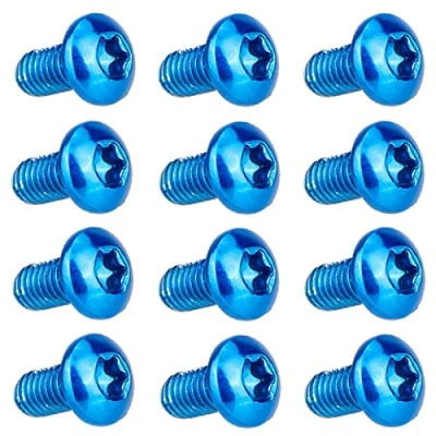 Image de T TAKONE Lot de 12 vis frein à disque vélo M5 x 10 mm anodisées T25 pour VTT, route, VTT (bleu)