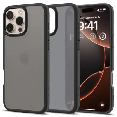 Image de Spigen Coque pour iPhone 16 Pro Max, Ultra Hybrid, [Semi Transparent] 6,9 Pouces Frost Noir