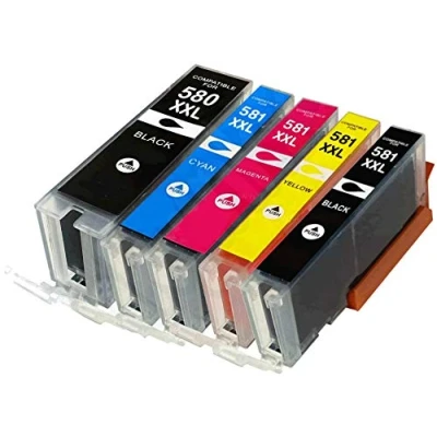 Image de Set 5X PGI 580XXL CLI 581XXL compatibles Cartouches d&#039;encre pour Canon Pixma TR7550 TS6150 TS6151 TS6251 TS6350 TS6351 TS705 TS8150 TS8152 TS8250 TS8251 TS8252 TS8352 TS9150 TS9550 TS9551 TS9551C
