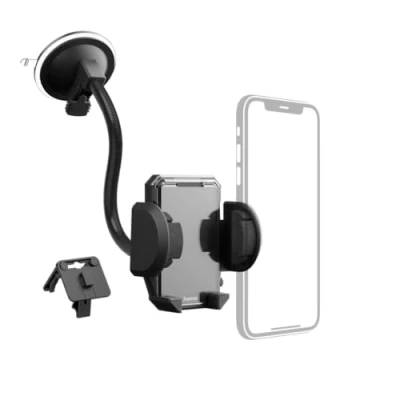 Image de Support de smartphone HAMA 2 en 1 Pivotant 360 Noir Adaptable pour pare brise et aération