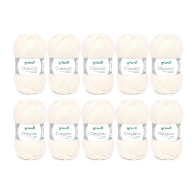 Image de Gründl Laine Classico (Fil à Crochet certifié OEKO TEX 50% Vierge (mérinos Superwash) &amp; polyacrylique, 50 g / 120 m, grosseur d&#039;aiguilles : 3,5 4,5, 10 pelotes de g), Crema
