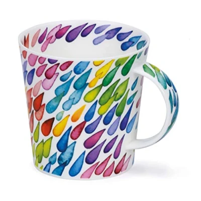 Image de Dunoon Tasse en porcelaine fine fabriquée Angleterre forme de cairngorm Motif gouttes pluie 480 ml Passe au lave vaisselle (diagonale)