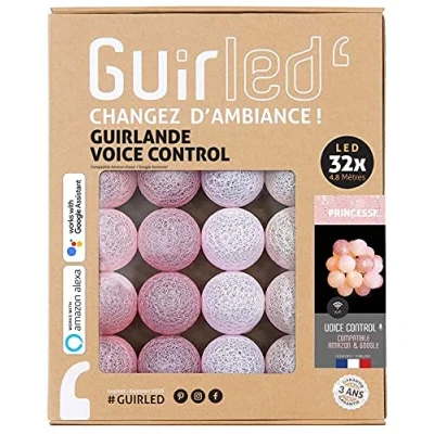 Image de GuirLED Guirlande lumineuse boules coton LED USB Commande Vocale Amazon Alexa &amp; Google Assistant Programmable à l&#039;infini Adaptateur secteur 2xUSB inclus 32 3.2m Princesse