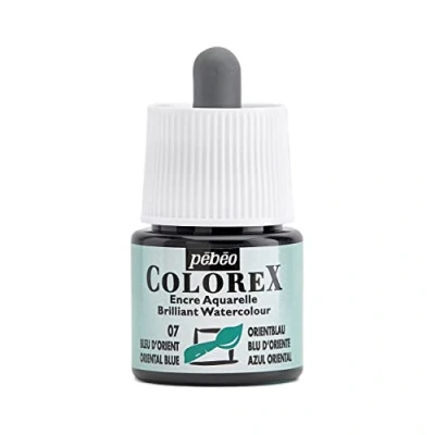 Image de Pébéo Encre Colorex 45 ML Bleu d&#039;Orient Aquarelle Rendu Velouté Dessin Multi outil Tous Supports