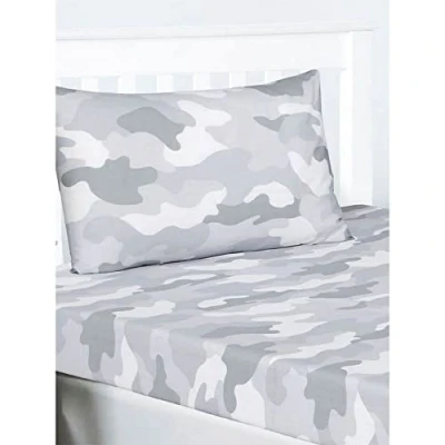 Image de Ensemble Drap Housse et taie d&#039;oreiller Double Camouflage armée Grise