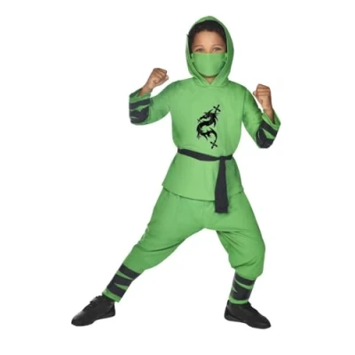 Image de amscan Déguisement de dragon Ninja pour enfant, Vert, 6 8 ans