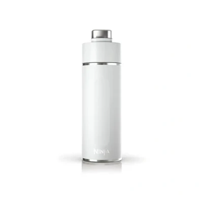 Image de Ninja Thirsti bouteille et flasque 700 ml avec couvercle étanche, conçue pour boissons gazeuses, chaudes froides. Voyage/sport. Triple isolation, en acier inoxydable, Blanc, DW2401EUUKWH