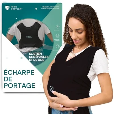 Image de Koala Babycare Une écharpe de portage facile à enfiler, réglable, unisex Porte bébé multifonctionnel pour jusqu’à 9 kg Noir Design Enregistré KBC®