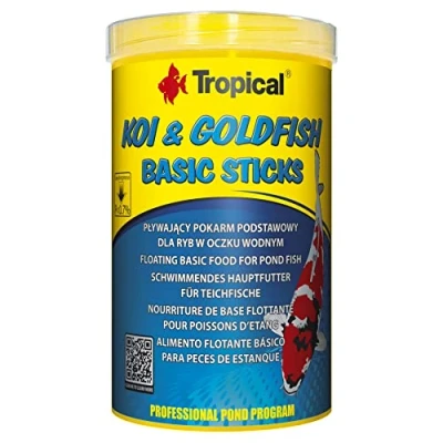 Image de Koi&amp;Goldfish Basic Sticks 1000ml / 80g Aliment de Base Flottant pour carpes koï et Poissons d&#039;étang