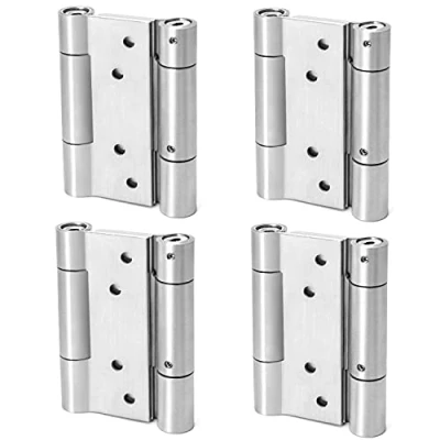 Image de QWORK® 4 pièces Charnières À Ressort, 100mm, en Acier Inoxydable 304 Double Action pour Portes Battante Charnière Fermeture Automatique, chargéà ressort porte de café et saloon