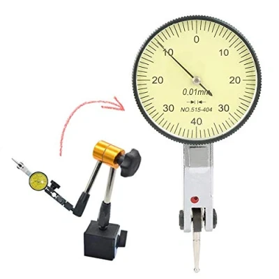 Image de Indicateur à cadran 0 0,8 mm, cadran, Pince queue d&#039;aronde de 3/8&quot;et 5/32&quot;, avec 2 sondes, symétriques 40 pouces, pour la mesure d&#039;oscillations mécaniques(Ruby)