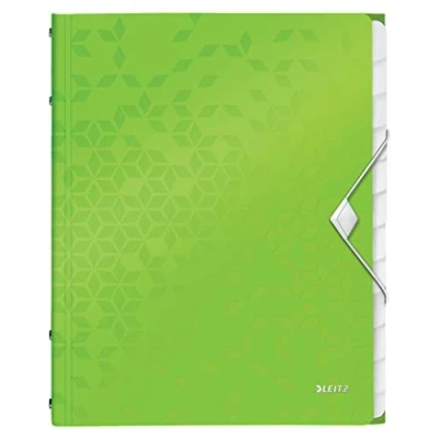 Image de Leitz Trieur A4, Contient jusqu&#039;à 200 Feuilles, Index Intégré à 12 Onglets, Fermeture Élastique, Vert, WOW, 46340054
