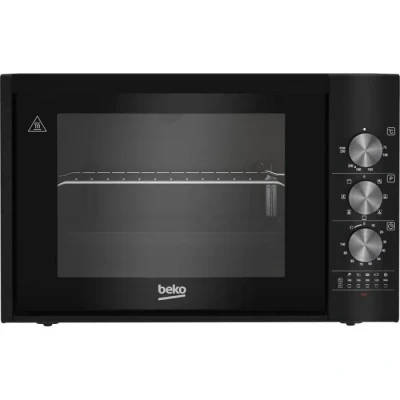 Image de BEKO, Mini four posable, 30L, Multifonction, Chaleur brassée, Noir, Minuteur coupe circuit, Grill quartz, 7 fonctions, Contre porte plein verre fixe, 3 boutons