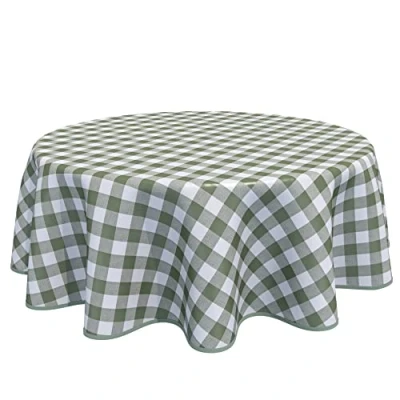 Image de Home Direct Nappe ronde en toile cirée PVC facile à nettoyer Motif vichy Vert sauge 160 cm