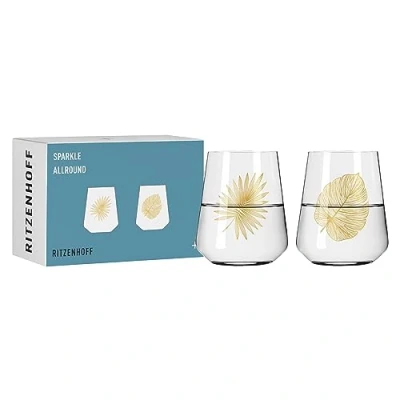 Image de Ritzenhoff 6251001 Lot de 2 verres universels 500 ml Sparkle Allround, motif à effet irisé, fabriqué en Allemagne, Or