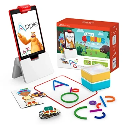 Image de Osmo Coffret complet Little Genius pour tablette Fire Starter Kit Âges 3 à 5 ans 4 jeux d&#039;apprentissage très amusants : formes et lettres, phonétique, résolution de problème