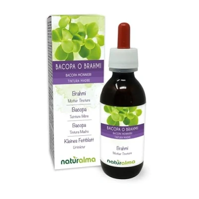 Image de Bacopa ou Brahmi (Bacopa monnieri) herbe Teinture Mère sans alcool Naturalma Extrait liquide gouttes 120 ml Complément alimentaire Végétalien végan