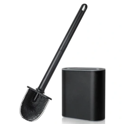 Image de AiQInu Brosse WC, Toilettes WC en Silicone pour Profondeur avec Manche Plastique antidérapant, Toilette Murale Base à Fentes d&#039;aération la de Salle Bain