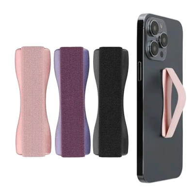 Image de kwmobile 3X Support Doigt Smartphone Accessoire pour téléphone Portable Sangle poignée Dos Noir Or Rose Bordeaux foncé
