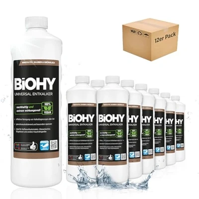 Image de BiOHY Détartrant Universel (12 x 1l Bouteille) Concentré pour tous les appareils électroménagers Compatible avec toutes machines à café et expresso (Entkalker)