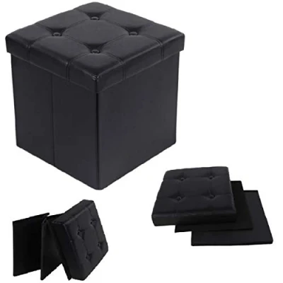 Image de IZTOSS Banc avec Espace de Rangement, Siège, Coffre Repose Pieds, Pliable (Noir S)