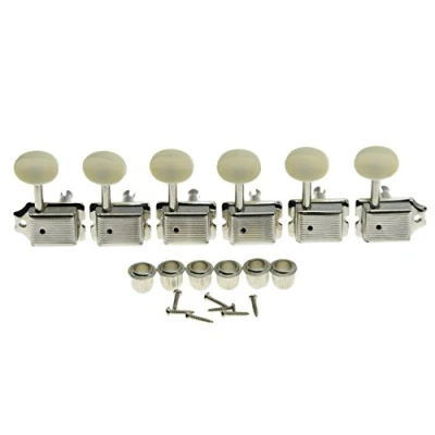 Image de Vintage Guitar Tuning touches 6 Inline Righ Handed Nickel with Aged White Button