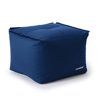 Image de Lumaland Pouf Sac modulaire imperméable Tabouret Extensible Individuel &amp; léger Salon intérieur extérieur Sièges lavables pour Jardin 54x54x54 cm [Bleu]