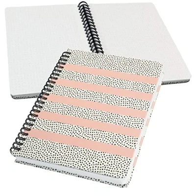 Image de SIGEL JN600 Carnet de notes à spirale basic, 16,2 x 21,5 cm, pointillé, couverture rigide, motif petits pois, rose/noir/blanc Jolie