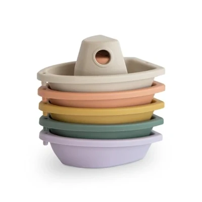Image de Mushie Jouets de Bain bébé 5 Bateaux douchette Jouet Qui nage en Plastique PP pour Le Plaisir du dans la Baignoire Fabriqué au Danemark (Rustic)