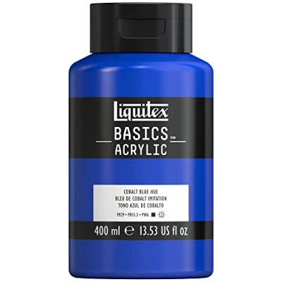 Image de Liquitex 8870324 Basics peinture acrylique, artistique monopigmentée, résistante à la lumière, qualité archive, finition satinée, pot De 400 ml Bleu Cobalt Imitation