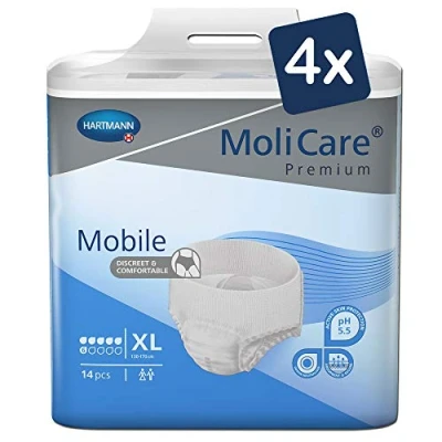 Image de MoliCare Premium Mobile slip à usage unique : discret en cas d’incontinence pour femmes et hommes ; 6 gouttes, taille XL (tour de 130 170 cm), 4x14 pièces