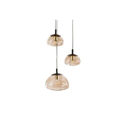 Image de Euluna Suspension Turku 3 lampes ronde transparente/noire