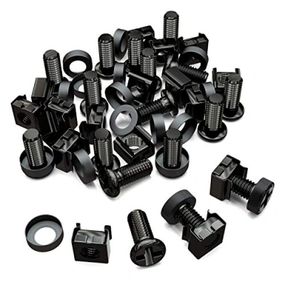 Image de deleyCON 20x Vis et Ècrous à Cages M6 pour Armoires Réseau Baie de Serveur 10&quot; &amp; 19&quot; Pouces En Acier Noir