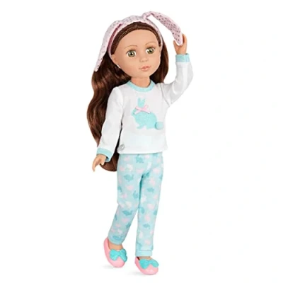 Image de Glitter Girls Pixie, Poupée en Pyjama 14 Pouces Cheveux Bruns et Yeux Noisette Pantoufles Tenue de détente Lapin Poupées mannequins articulées 3 Ans Plus
