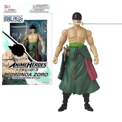 Image de Bandai Anime Heroes Figurine One Piece Roronoa Zoro 17 cm Three Sword Style Licence Officielle Manga articulée 3 épées Jouet Enfant 4 Ans et + 37052